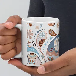 Mr UVD White & Blue Graphic Printed Ceramic Matte Mugs image 2