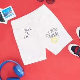 Pantaloons Junior White Cotton Printed Shorts image 1