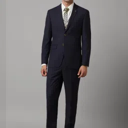 Louis Philippe Navy Slim Fit Checks Three Piece Suit image 1
