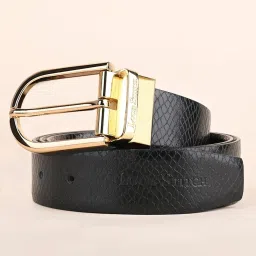 Louis Stitch Black Textured Leather Reversible Belt for Men image 1