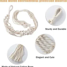 MODERN HOMES White Handmade Macrame Cotton Plant Hangers - Set of 4 image 2