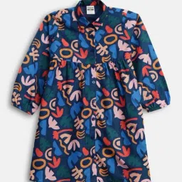Bonkids Girls Floral Print Cotton Shirt Dress-picture-34