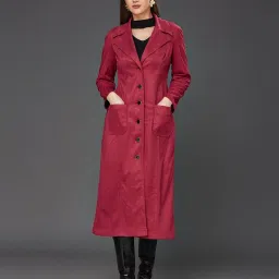 Miss Chase Dark Red Relaxed Fit Long Jacket image 1