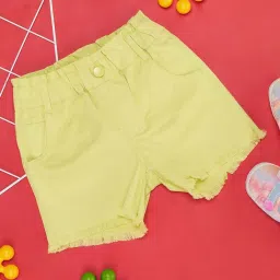 Pantaloons Junior Lime Yellow Cotton Regular Fit Shorts image 1