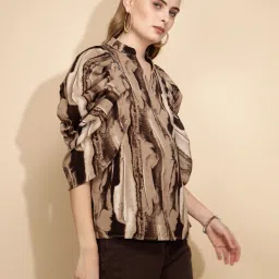 Global Republic Brown Abstract Print Top image 1