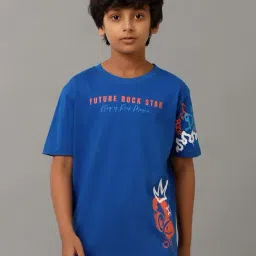 Under Fourteen Only Kids Blue Cotton Printed T-Shirt-image-9