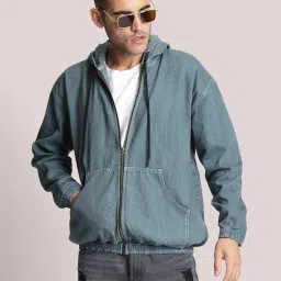 Bene Kleed Men Tinted Oversize Hooded Sustainable Denim Jacket image 1