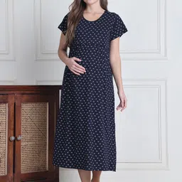 Secret Wish Printed Hosiery Maternity Nighty-picture-10