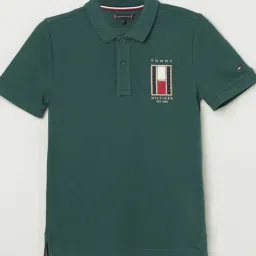 Tommy Hilfiger Boys Green Cotton Embroidery T-Shirt-image-8
