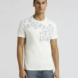 Pepe Jeans Chalk White Cotton Slim Fit Printed T-Shirt image 1