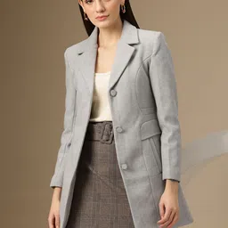 Chemistry Single-Breasted Woollen Tweed Longline Overcoat-picture-40