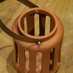 Ellementry Lupa Antique Gold Terracotta Large Round Lantern with Metal Handle image 1