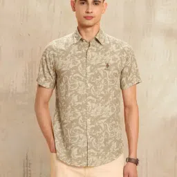 U.S. Polo Assn. Denim Co. Brown Cotton Slim Fit Floral Print Shirt-picture-42