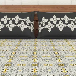 Spaces Atrium Grey Cotton 144 TC Bed Sheet Set image 3