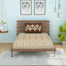 Spaces Atrium Brown Cotton 144 TC Bed Sheet Set image 2