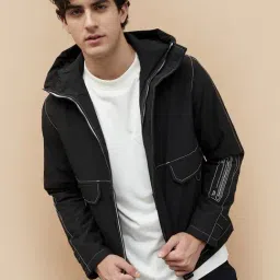 Bossini Black Regular Fit Hooded Jacket-image-6
