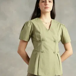 Strong & Brave Olive Cotton Solid Top image 1
