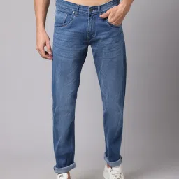 Cantabil Blue Regular Fit Lightly Washed Jeans image 1