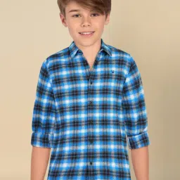 Allen Solly Kids Blue Checks Slim Fit Shirt-image-90