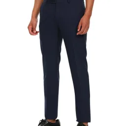 Arrow Navy Regular Fit Flat Front Trousers image 3