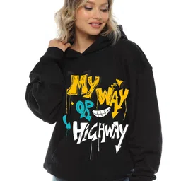 RAYACLOSET Women Printed Hooded Sweatshirt-picture-24