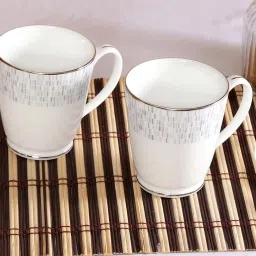 NORITAKE Hearth Off-White & Beige Porcelain Ville De Platine Tea Mug (0.37 L) - Set of 2 image 1