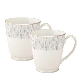 NORITAKE Hearth Off-White & Beige Porcelain Ville De Platine Tea Mug (0.37 L) - Set of 2 image 2