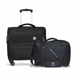 Swiss Military Small Black Combo of 2 Soft Cabin Luggage Trolley With Laptop Bag-picture-18