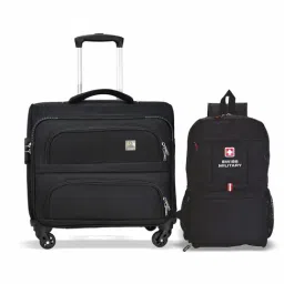 Swiss Military Small Black Combo of 2 Soft Cabin Luggage Trolley With Backpack Bag-picture-16