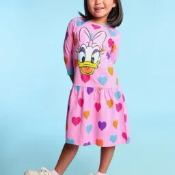 Bonkids Girls Daisy Duck Printed Drop-Waist Cotton Dress-image-55