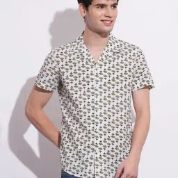 Being Human White Slim Fit Printed Shirt-image-97