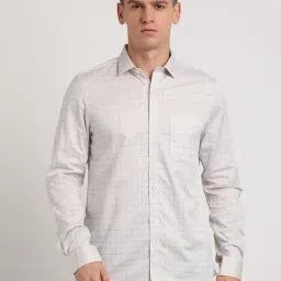 Turtle Grey Cotton Slim Fit Checks Shirt-picture-34