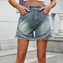 StyleCast Women Embellished Denim Shorts Technology-picture-39
