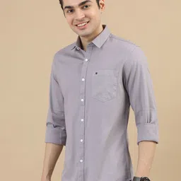 COOL COLORS Slim Fit Spread Collar Cotton Casual Shirt image 2