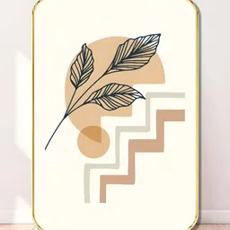 Livin'luxe White & Beige Leaves Printed Wall Art-picture-13