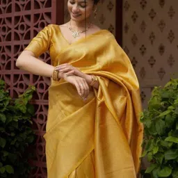 SWAMI STUDIO Pure Silk Woven Design Zari Kanjeevaram Saree With Blouse Piece image 4
