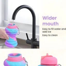 Aura Pink & Blue Set of 2 Plastic Printed Smart Vacuum Water Bottle image 4