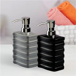 Kookee Ceramic Soap Dispenser liquid handwash pump for Bathroom, Set of 2, Grey/Black (10537)-350 ml-picture-39