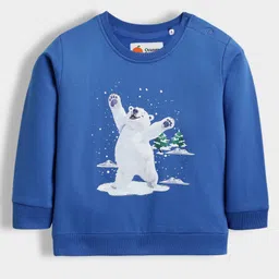 Orange Sugar 100% Cotton Knit Full Sleeves Polar Bear Printed Light Winter Sweatshirt - Blue-picture-19