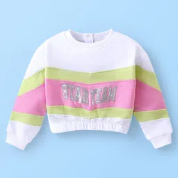 Babyhug Cotton Knit Full Sleeves Text Printed T-Shirt & Pants Set - White & Pink image 2