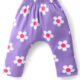 Babyhug Interlock Cotton Knit Full Length Diaper Leggings with Floral & Polka Dots Print Pack of 3 - Multicolour image 2