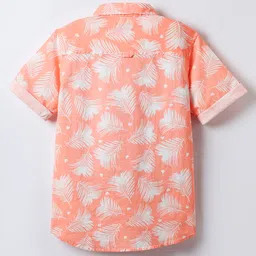 JASH KIDS Cotton Woven Half Sleeves Shirt With Tropical Theme Print - Coral image 2