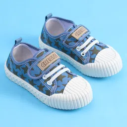 Pine Kids Velcro Closure Casual Shoes With Star Print - Blue image 2