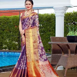 JUST FASHION Ethnic Motifs Zari Banarasi Saree-image-35