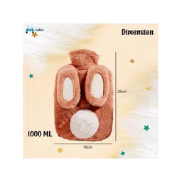 FunBlast Cartoon Design Hot Water Bag with Soft Cover 1000 ml - Brown image 3