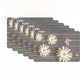 Aura 6Pcs Grey & Beige Printed Table Placemats image 5