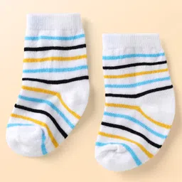 Cute Walk by Babyhug Knit Ankle Length Anti Bacterial Socks with Stripe & Star Design Pack of 3 - Yellow White & Light Blue image 4