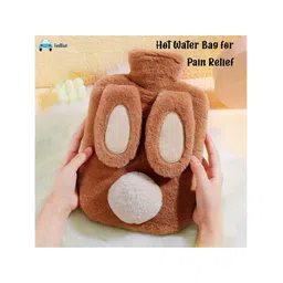 FunBlast Cartoon Design Hot Water Bag with Soft Cover 1000 ml - Brown image 5