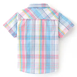 Babyhug Cotton Woven Half Sleeves Checked Shirt & California Print T-Shirt - Multicolor image 5
