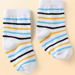 Cute Walk by Babyhug Knit Ankle Length Anti Bacterial Socks with Stripe & Star Design Pack of 3 - Yellow White & Light Blue image 5